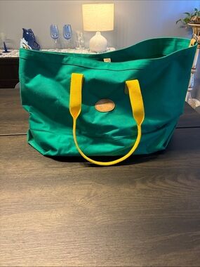 "VTG 90s Gap Classic Luggage Canvas Tote Bag Registry No 322 Green Yellow XL".